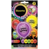 Plus  illooms LED Luftballons, 5er Pack - Happy Birthday