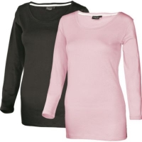 Plus  Damen Shirt 2er Pack Schwarz + Pink L (40-42)