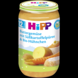 Hipp Bio Buttergem&uuml;se mit S&uuml;&szlig;kartoffelp&uuml;ree < Bio-H&uuml;hnchen