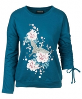 Kik  Sweatshirt-Blumen,Kranich,Armraffung