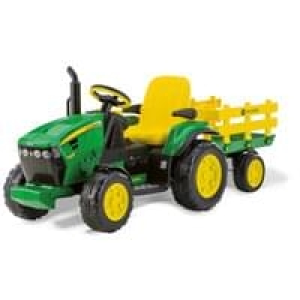 Real  12V Traktor John Deere mit Anhänger