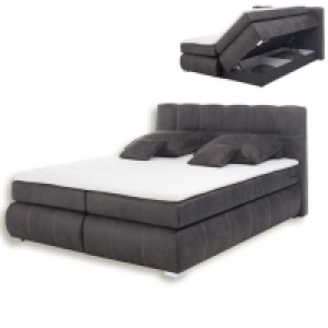 Roller  Boxspringbett KENZO - H2 - grau - mit Staukasten - 180x200 cm