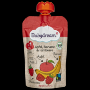 Babydream Bio Fruchtpüree Apfel, Banane < Himbeere