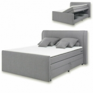 Roller  Boxspringbett EVELIN - H2 - grau - 180x200 cm