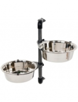 Hundebar, 2 × 2,8 l, Ø: 24 cm, mit Wandhalterung