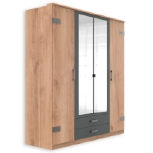 Roller  Drehtürenschrank - Plankeneiche-Graphit - 180 cm