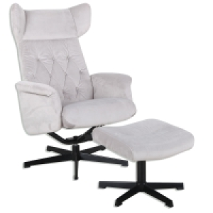 Relaxstuhl mit Hocker - hellgrau - Samtoptik 249.99 €