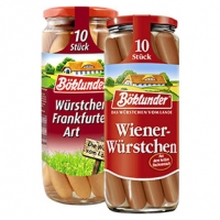 Real  Böklunder Wiener oder Frankfurter Art jedes 10 Stück = 500-g-Glas