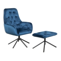 Roller  Sessel - blau - mit Hocker