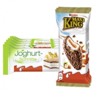 Kinder Maxi King 3 x 35 g = 105 g oder Joghurt-Schnitte 5 x 28 g = 140