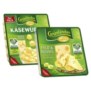 Grünländer Scheiben oder Käsewürfel Deutscher Hart- und Schnittkäse, 4