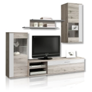Wohnwand - Sandeiche-weiß - 4-teilig - Beleuchtung 219.99 €