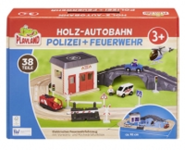 Aldi Süd  PLAYLAND Holz-Eisenbahn oder Holz-Autobahn