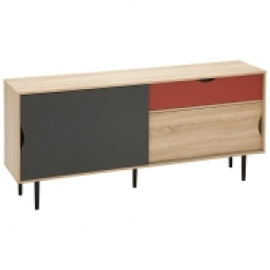 Dänisches Bettenlager  Sideboard Unit (2+1, eiche-grau-terracotta)