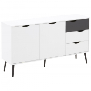 Dänisches Bettenlager  Sideboard Oslo (3 Schubladen, 2 Türen, schwarz-weiß)