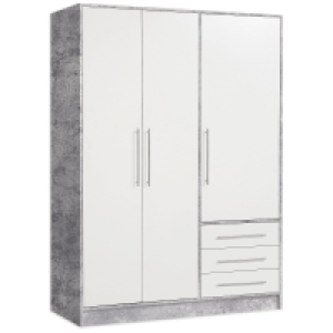 Roller  Kleiderschrank - Betonoptik - weiß - 145 cm