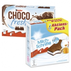 Real  Milchschnitte 7 x 28 = 196 g oder Kinder Choco fresh 5 x 20,5 = 102,5 