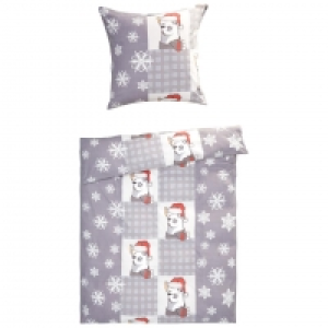 Dänisches Bettenlager  Microfleece-Bettwäsche Zwinkerlama (135x200, grau)