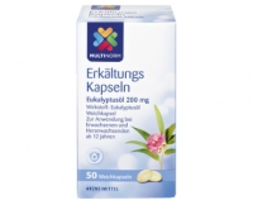 Aldi Süd  MULTINORM Erkältungskapseln, Eukalyptusöl 200 mg