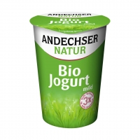 Real  Andechser Natur Bio-Jogurt, mild 0,1/1,8/3,8 % Fett, jeder 500-g-Beche