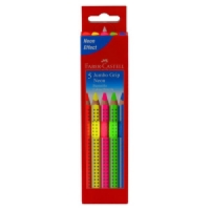 Faber Castell Jumbo Grip Neon Buntstift 5 Stück, farbig sortiert