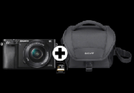 SONY Alpha 6000 KIT (ILCE-6000L) + Tasche + Speicherkarte Systemkamera