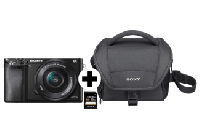 Saturn Sony SONY Alpha 6000 KIT (ILCE-6000L) + Tasche + Speicherkarte Systemkamera