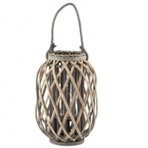 Weidenlaterne mit Glaseinsatz (Ø 25 cm, grau) 9.99 €