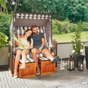 Gardiola Strandkorb - weiß-grau - massiv - 118x159 cm 279.99 €
