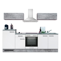 Roller  Küchenblock - weiß-Beton - mit E-Geräten - 270 cm