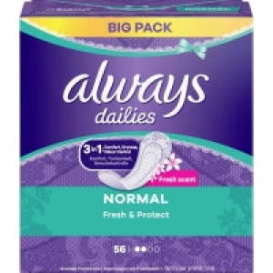 Rossmann Always Dailies fresh & protect Slipeinlagen normal Fresh scent Big Pack