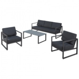 Dänisches Bettenlager  Garten-Sofa-Set Kentucky (1 Sofa, 2 Sessel, 1 Tisch, grau)