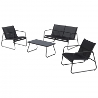 Dänisches Bettenlager  Sofa-Set Cuba (2 Sessel, 1 Sofa, 1 Tisch, schwarz)