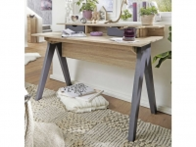 Lidl  Wohnling Schreibtisch SAMO 120cm Design Bürotisch Sonoma Eiche / Grau 