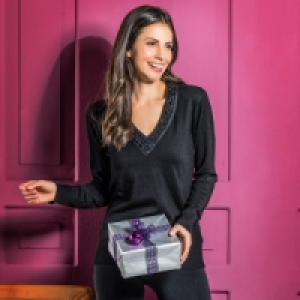 Norma Manou Eleganter Pullover mit Glitzersteinen
