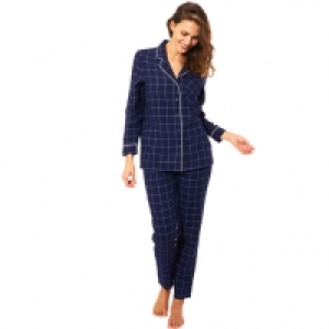 Karstadt  MANGUUN Schlafanzug, Kragen, kariert, Langarm, für Damen