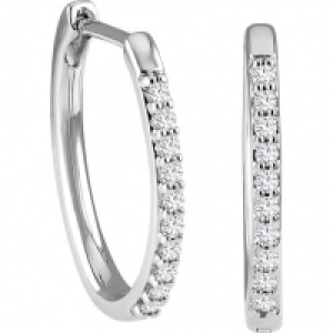 Karstadt  Vandenberg Damen Creolen, 375er Weißgold mit 20 Diamanten