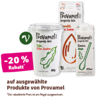 Denns Provamel -20 % Rabatt auf ausgewählte Produkte von Provamel
