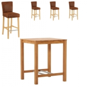 Dänisches Bettenlager  Bar-Set FAUSKE/TOM (80x80, 4 Polsterstühle, antik-braun)