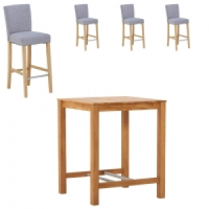 Dänisches Bettenlager  Bar-Set FAUSKE/TOM (80x80, 4 Polsterstühle, grau)