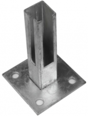 Bodenplatte, HxBxT: 40 x 10 x 10 cm, silberfarben, für Zaunpfosten 10