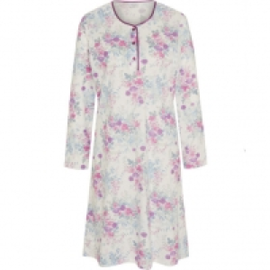 Karstadt  Desirée Nachthemd Ray, Satin-Saum, Knopfleiste, floral, für Damen