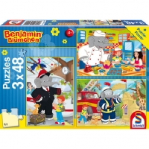 Schmidt Spiele Puzzle-Box mit Poster: Benjamin Blümchen Im Einsatz, 3x