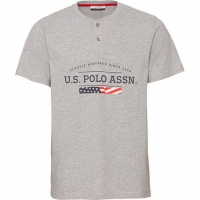 Karstadt  U.S. Polo Assn. T-Shirt, Henley-Ausschnitt, Print, für Herren