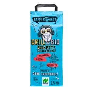 Aldi Süd  HAPPY MONKEY® Bio-Holzkohle/-briketts 2,5 kg