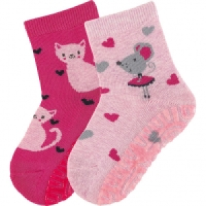 Sterntaler Fliesen Flitzer Socken Katze + Maus, 2er-Pack, ABS-Funkti