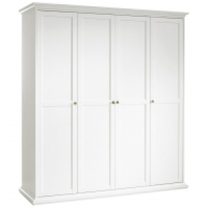 Dänisches Bettenlager  Kleiderschrank Pariso (4-türig, weiß, Landhausstil)