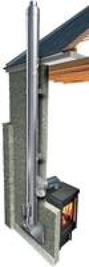 Edelstahl-Außenwand- Kaminset , Komplettset D150