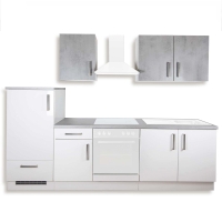 Roller  Küchenblock - weiß Hochglanz - Betonoptik - 270 cm