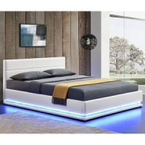 Juskys Polsterbett Toulouse 140x200 cm mit Lattenrost, Kopfteil, LED-L 299.99 €